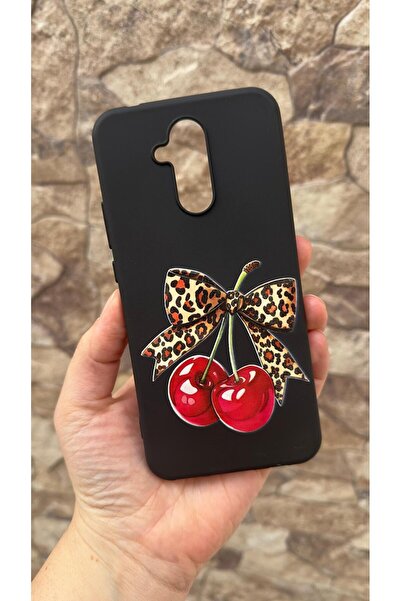 Vip Case HUAWEİ Mate 20 Lite Uyumlu Kiraz Leopar Fiyonk Desenli Silikon Darbe Emici Klasik Rubber Kılıf 277