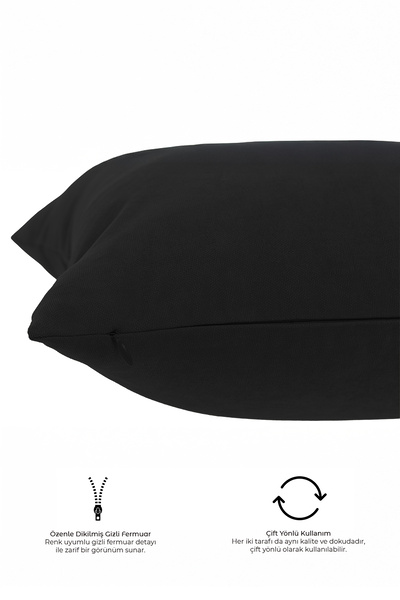ASDİVA Cozy Suede Textured Plain Punch (Punch) Style Decorative Throw Pillow Cover with Optional Sizes - Black