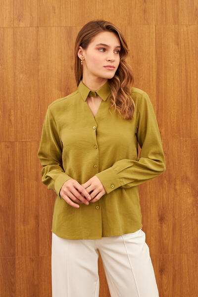 STELLA PULVIS Yeşil Pencere Detaylı Gömlek