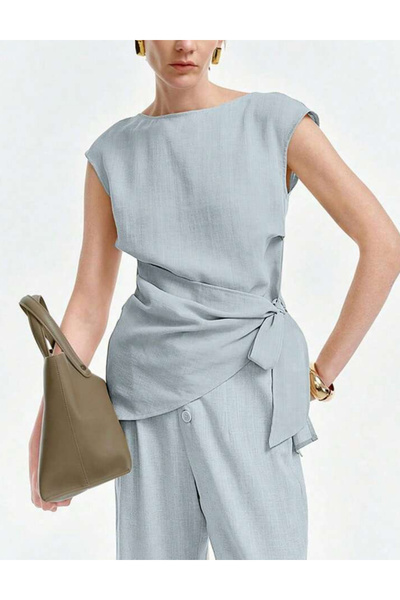 Sheya Cămașă cu mânecă scurtă Shein, albastru