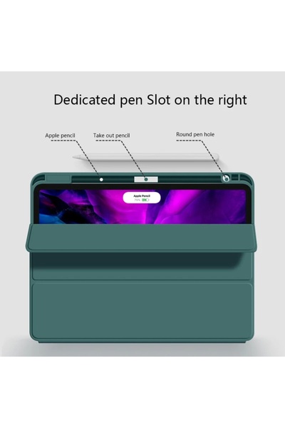 SKYDDAR INNOVATION Husă pentru tabletă iPad Air 4 (2020) / Air 5 (2022), Flex Trifold, set de stickere, verde închis