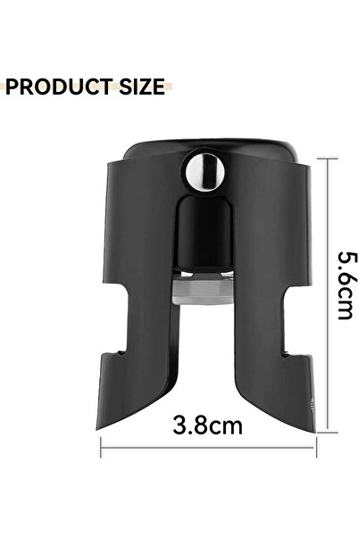 JZS Champagne Stoppers Stainless Steel with Food Grade Silicone, Leak-proof, Black, 3 Pack