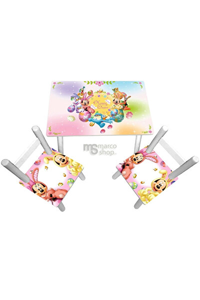 Marcoshop Masă pentru copii cu 2 scaune Mickey și Minnie Paște fericit