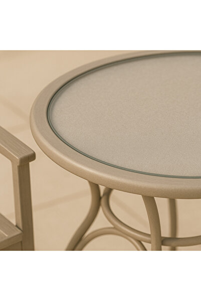 Ebticar Cozy Beige Outdoor Tea Set – 2 Chairs & 1 Table