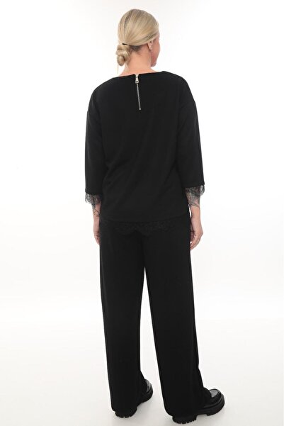 zitex Lace on the Sleeves and Waist, Zipper Detail on the Back, Pants Made of Modal Fabric, Tracksuit Set.