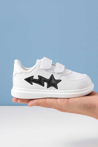 lias desing Adidași albi pentru copii cu coadă neagră cu imprimeu
