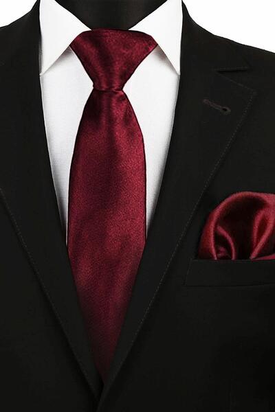 hapshoe Burgundy Adjustable Satin Children's Tie and Handkerchief Set