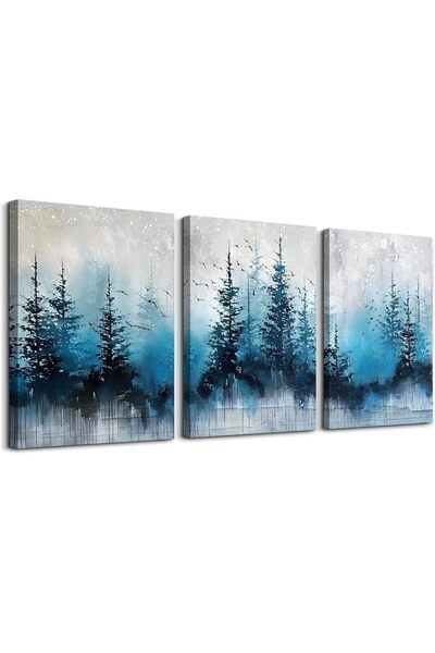 Emoda home Trove مجموعة لوحة فنية جدارية من قماش الغابة المجردة ذات الشجرة ال...