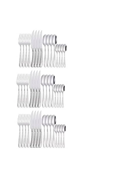 NKX 48 Piece Creative Star Diamond Stainless Steel Cutlery Set with Gold Acce...