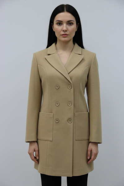 Volanlı Deve Tüyü Kaşe Kaban