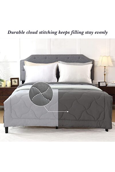 JZS Down Alternative Comforter, Reversible Lightweight Quilt 155x200cm