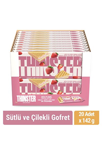 Thinster Sütlü Ve Çilekli Kremalı Büyük Boy Gofret 142 gr x 20 adet