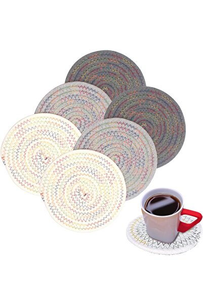 JZS Absorbent Drink Coasters 6 Pack Cotton Woven Heat-Resistant