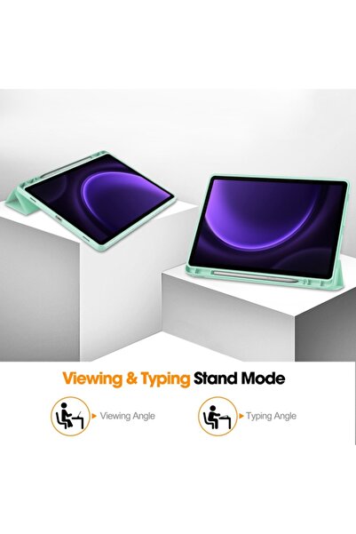 SKYDDAR INNOVATION Tablet case for Samsung Galaxy Tab S9 / S9 FE / S10 FE, Flex Trifold, sticker set, Light green