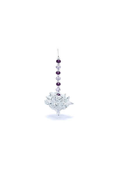 CRYSTAL Feng Shui Crystal Lotus with Purple Chain -- 10 cm