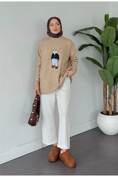 Kağanbutik Soft Sweater with Glitter Teddy Bear