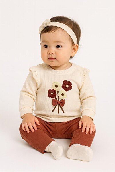 TUOBEBE Baby Girl Lace Shoulder Detail Floral Top and Bottom Set – 9-12-18 Months Stylish Combination