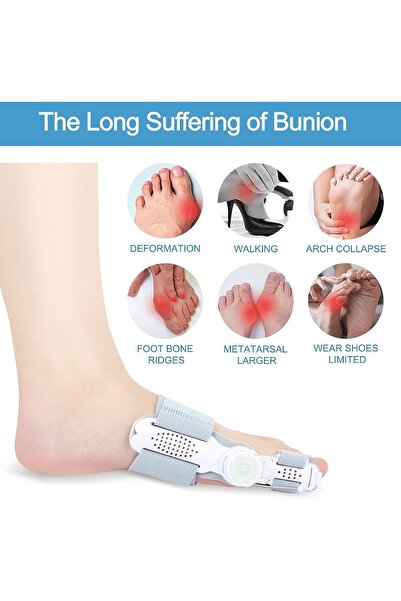 Bukela Defsedar Grey Bunion Corrector, Adjustable Knob Toe Straightener (Left/Right)