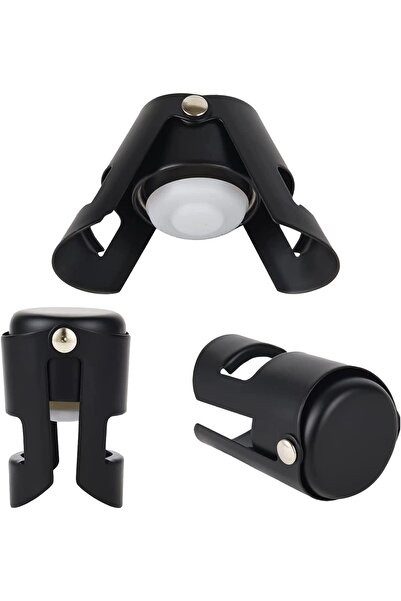 JZS Champagne Stoppers Stainless Steel with Food Grade Silicone, Leak-proof, Black, 3 Pack