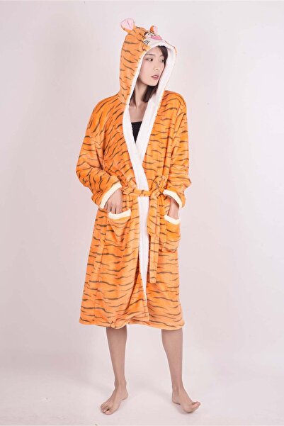 WildFashion Fluffy robe with drawstring at the waist, tiger pattern PJM67-19 S/M