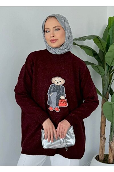 Kağanbutik Soft Sweater with Glitter Teddy Bear