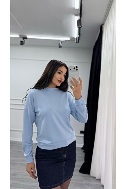 Daves Bebe Mavi Bisiklet Yaka Sweatshirt