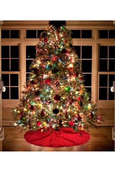 KOSTÜMCE Yılbaşı Çam Ağacı Altı Örtüsü Kırmızı Peluş 70x70