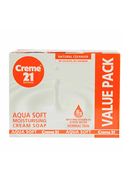 Creme 21 صابون كريم مرطب أكوا سوفت مع بروفيتامين ب5 وماء الورد 3 × 125 جرام