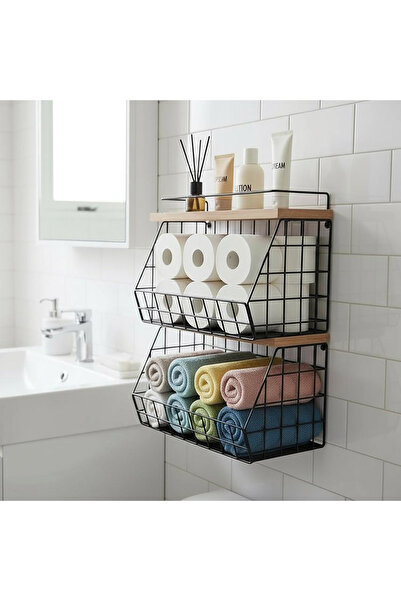 decorelax Organizator de baie cu rafturi din lemn de bambus cu 2 rafturi - po...