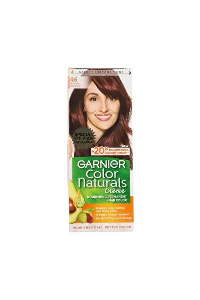 Garnier صبغة شعر دائمة مغذية من كولور ناتشورالز - كود 4.6، لون عنابي