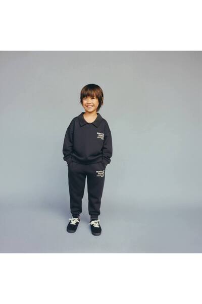 Laciel Prs Laciel Paris Boys' Collared Anthracite Top and Bottom Set