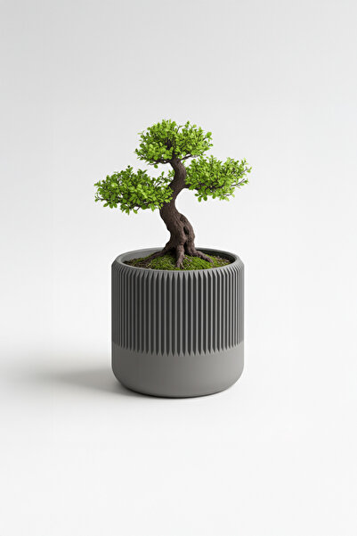 OEM Tall decorative pot with vertical design – Graphite Mist color