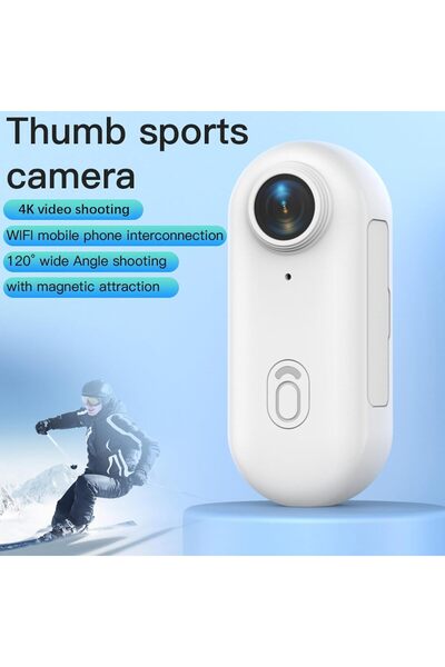 Generic كاميرا أكشن صغيرة 4K مزودة بخاصية WiFi ومقاومة للماء حتى 30 مترًا، كاميرا مغناطيسية قابلة للارتداء للجسم، عدسة بزاوية واسعة 120 درجة من النوع C