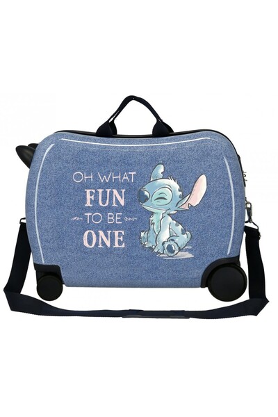 Disney Valiza copii, ride-on, Stitch Dance it out, ABS, 4 roti, albastra, 50x38x20 cm