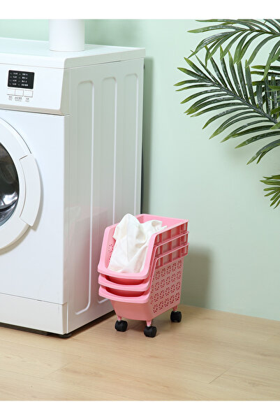 Lawazim 3-Tier Stackable Storage Rack Pink - Lightweight Organizer for Home & Office