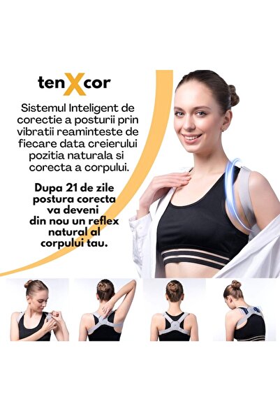 Tenx TenXcor Smart Posture Corrector with Vibration Sensor, Grey, Universal Size