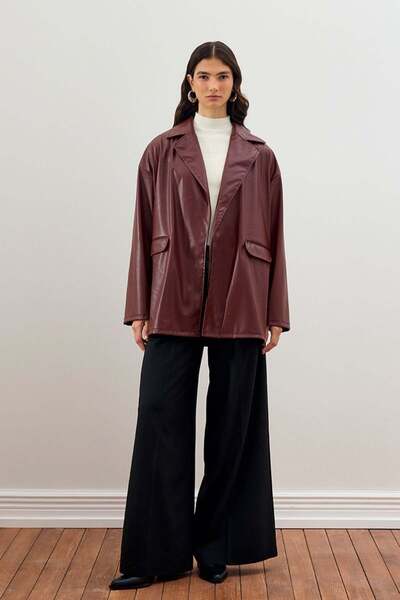 Ceylan Otantik Δερμάτινο μπουφάν μπορντό