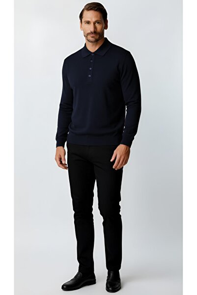 İgs Синій стандартний крій, вузький фасон, поло-комір, прямий, довгі рукави, трикотаж