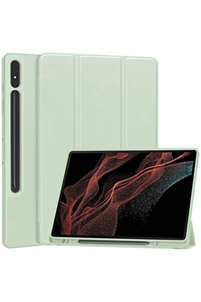 SKYDDAR INNOVATION Tablet case for Samsung Galaxy Tab S8 Ultra, Pencil holder, Flex Trifold, sticker set, Light green