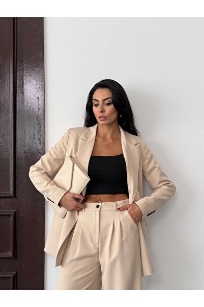 Afri Cream Women's Polly Viscon Suit – 1St. Class Fabric Blazer Jacket & Palazzo Pants Double Suit