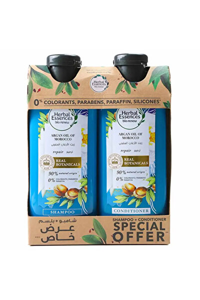 Herbal شامبو إسنسز بزيت الأرغان المغربي 400 مل + بلسم 400 مل - أزرق