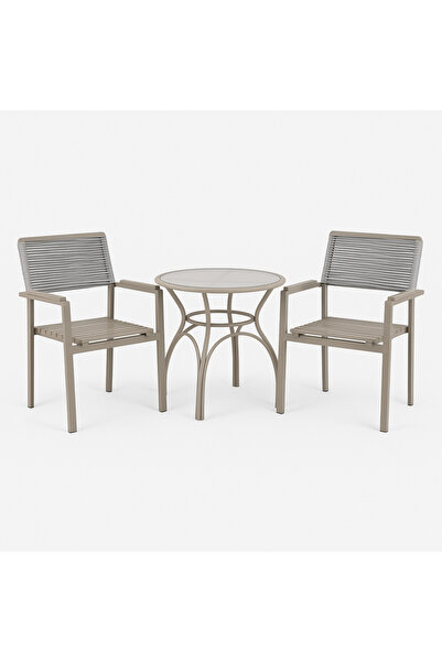 Ebticar Cozy Beige Outdoor Tea Set – 2 Chairs & 1 Table
