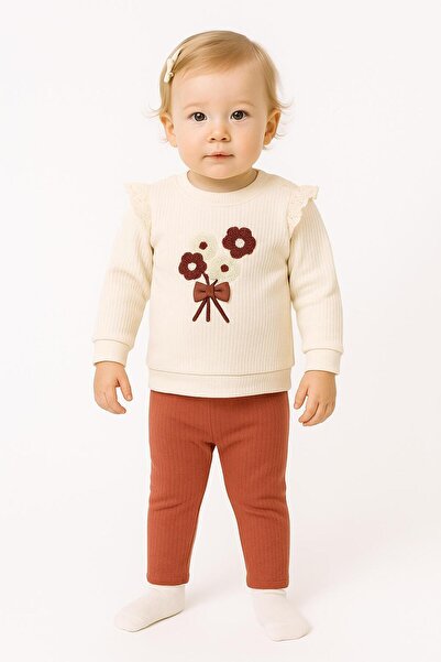 TUOBEBE Baby Girl Lace Shoulder Detail Floral Top and Bottom Set – 9-12-18 Months Stylish Combination