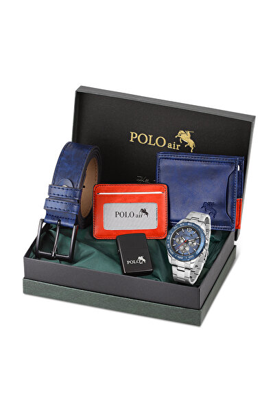Polo Air Erkek Kol Saati Kemer Cüzdan Kartlık Çakmak Hediyelik Kutusunda Laci...