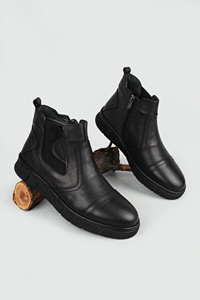 CihanShoes Guaranteed Genuine Leather Rubber Laced Non-Slip Sole Men's Short Boots 40-41-42-43-44 Size