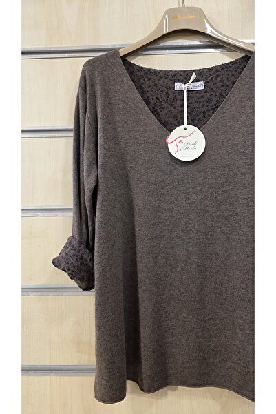 Park Moda Λεπτό πουλόβερ με απαλή υφή με μοτίβο λουλουδιών στο εσωτερικό