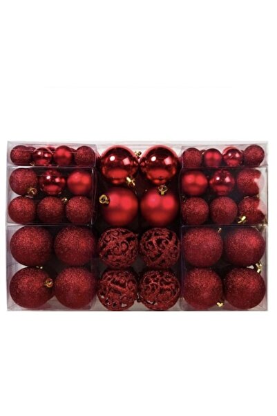 OEM Set globuri roșii de Crăciun, mate și strălucitoare cu sclipici, 3-4-6 cm...