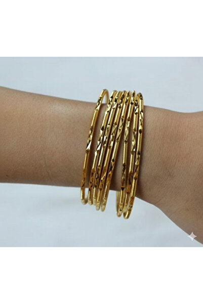 zerfine Müjde Ajda – Desenli İnce Imitasyon Altın Bilezik