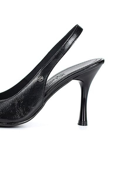 Gökhan Talay Lavender Flexible Soft Non-Slip Sole (8 cm) Black Patent Leather Open Elastic Women's Heeled Shoes