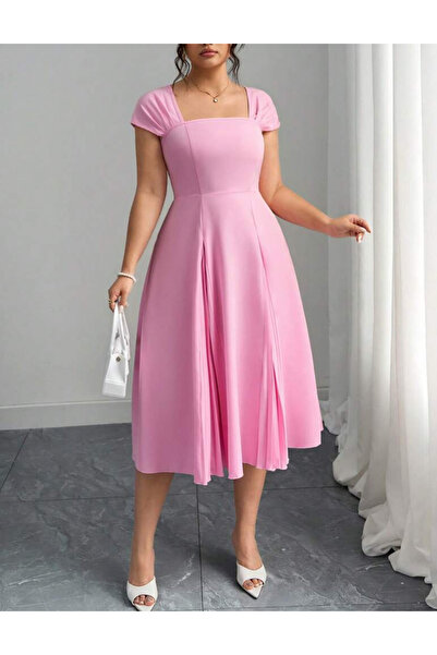 Sheya Rochie midi Shein Curve+, roz